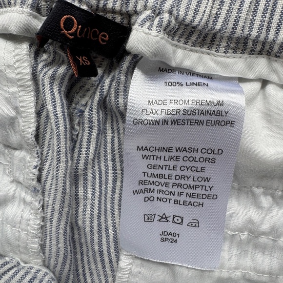 Quince 100% European Linen Wide Leg Pants - XS - Blue Pinstripe - NWOT - Picture 4 of 4